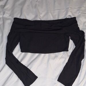 Garage Gray Cropped Off-Shoulder Top